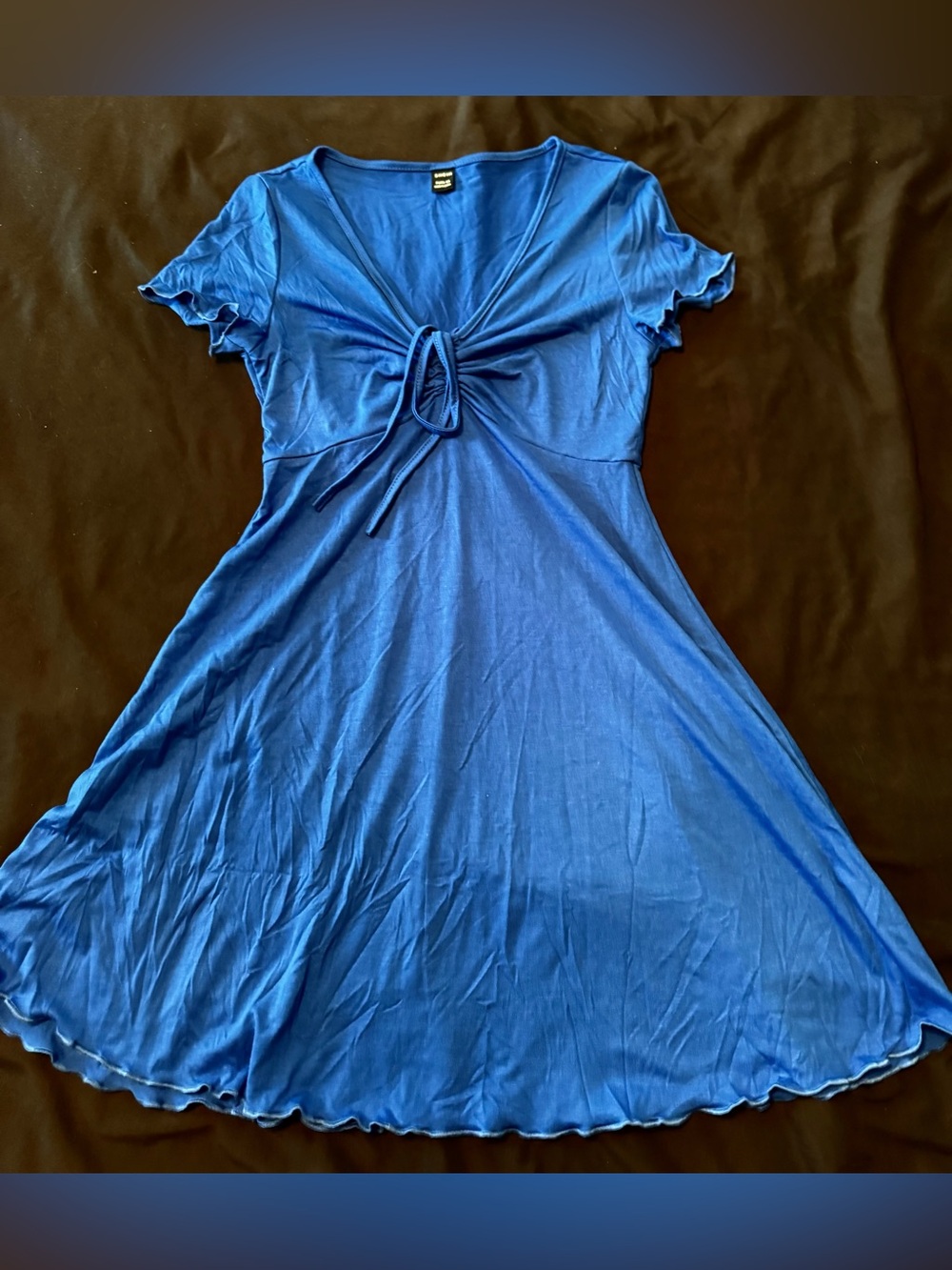 SHEIN Royal Blue Tie-Front Midi Dress